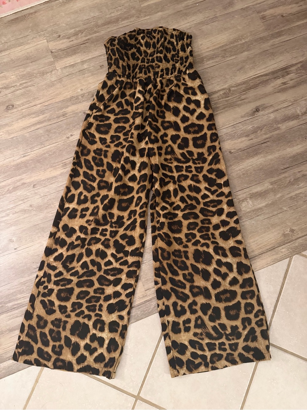 Leopard Print Wide Leg Jumpsuit  - Brown